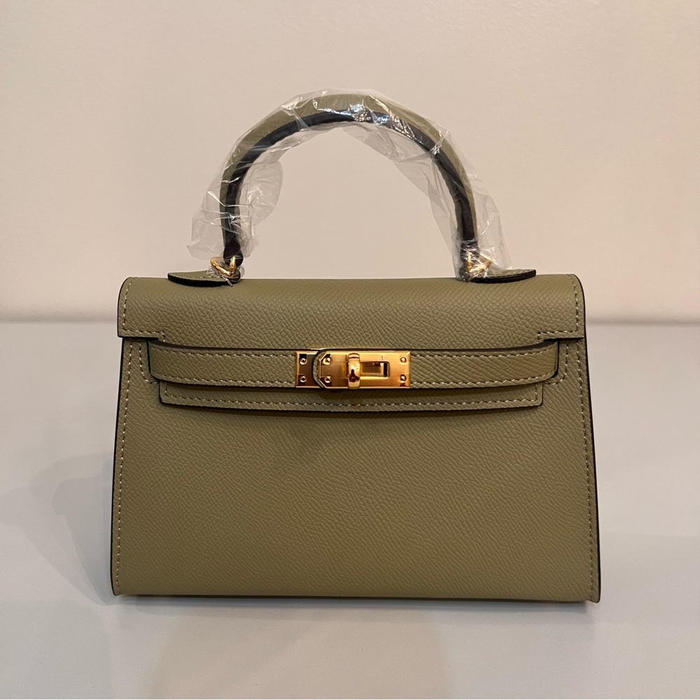 19cm Epsom Leather mini handbag with shoulder strap, Gold  hardware